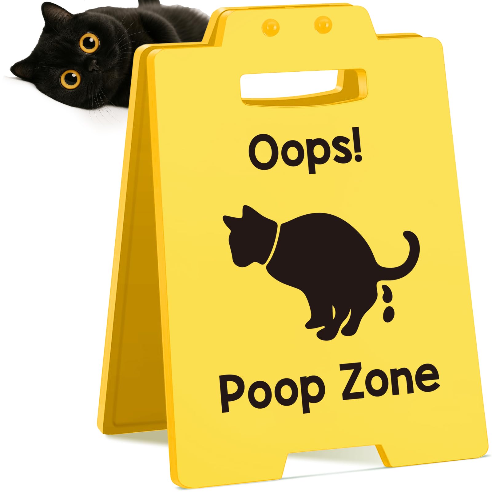 Funny Cat Poop Zone Mini Caution Sign - Humorous Cat Lover Gift for Cat Mom, Cat Dad, Friends - Novelty Pet Decor for Home, Litt