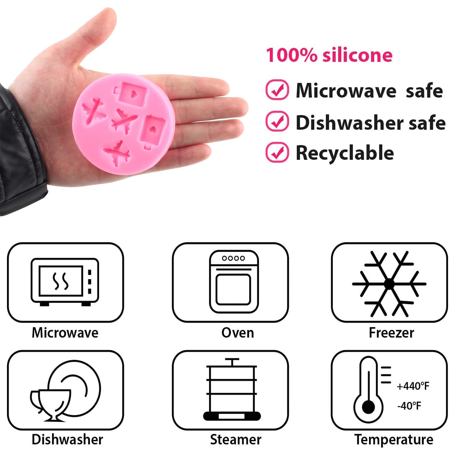 Zixiang Airplane Silicone Mold Airplane Propeller Fondant Molds For Travel Luggage Bag Chocolate Cupcake Cake Decoration Candy G