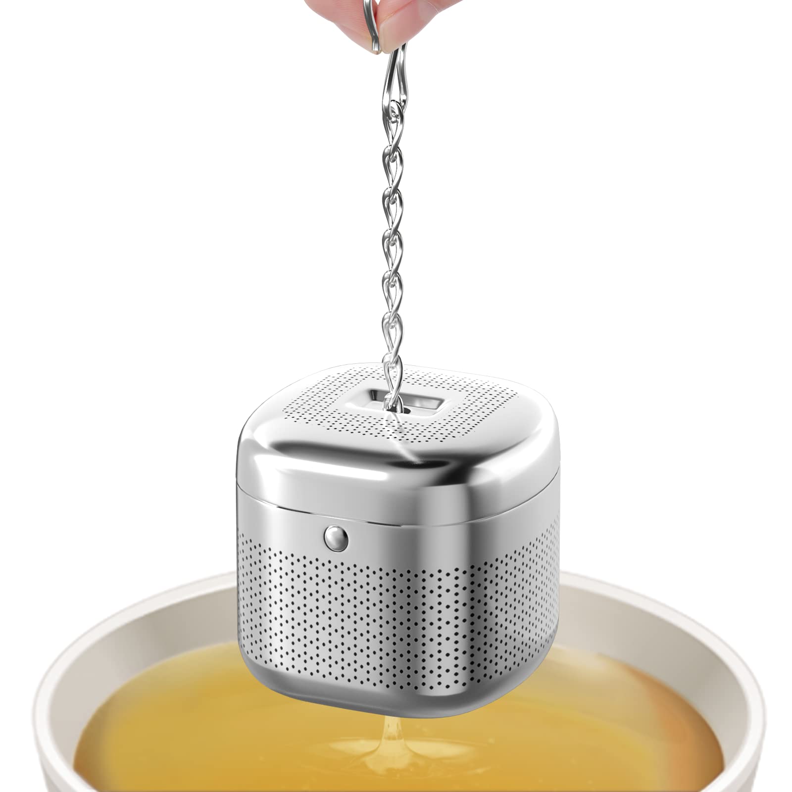 Reinmoson Tea Balls For Loose Tea, Retractable Chain Design, 304 Stainless Steel Extra Fine Mesh Tea Strainers For Loose Leaf Te