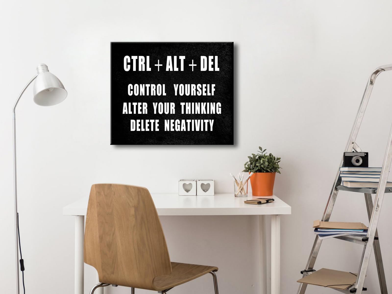 Pyradecor Motivational Ctrl+Alt+Del Classroom Positive Quotes Inspirational Poster Canvas Prints Wall Art For Office Living Room
