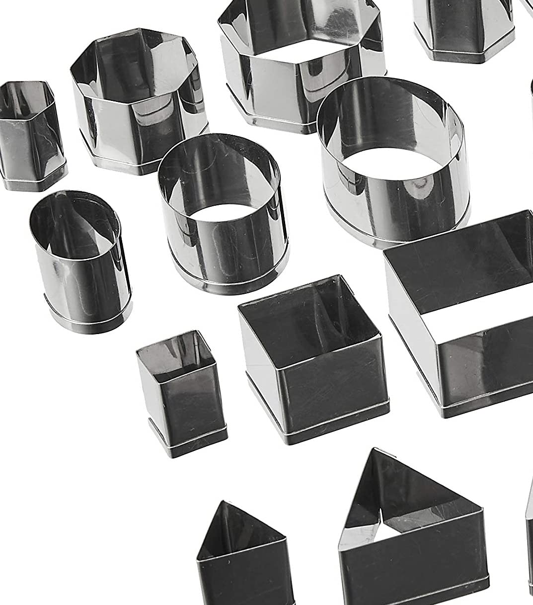 Ateco Plain Edge Geometric Shapes Cutters In Graduated Sizes, Stainless Steel, 24 Pc Set