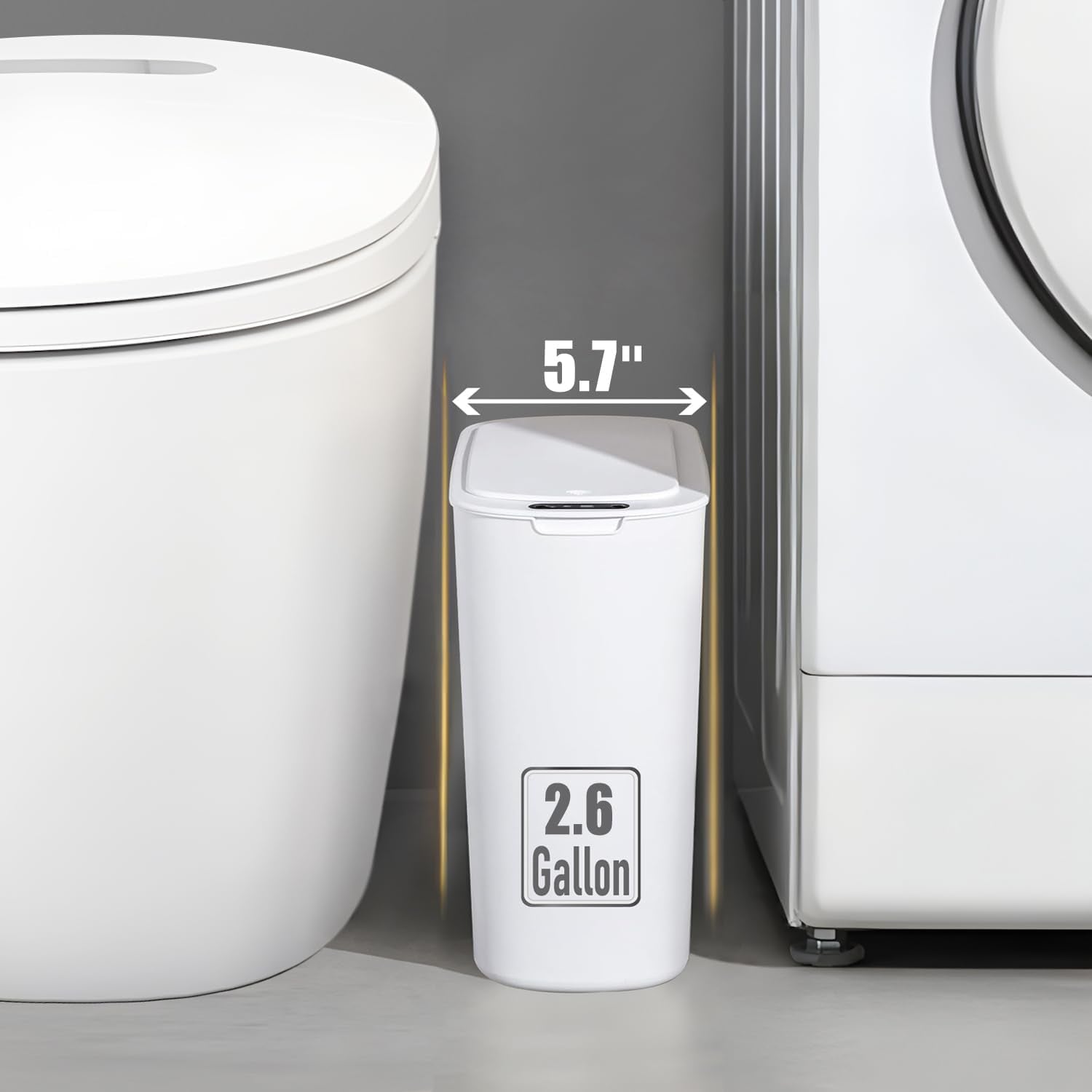 TIPGO Automatic Motion Sensor Bathroom Trash Can with Lid, 2.6 Gallon Touchless Trash Bin, Smart Garbage Can Plastic Slim Wasteb