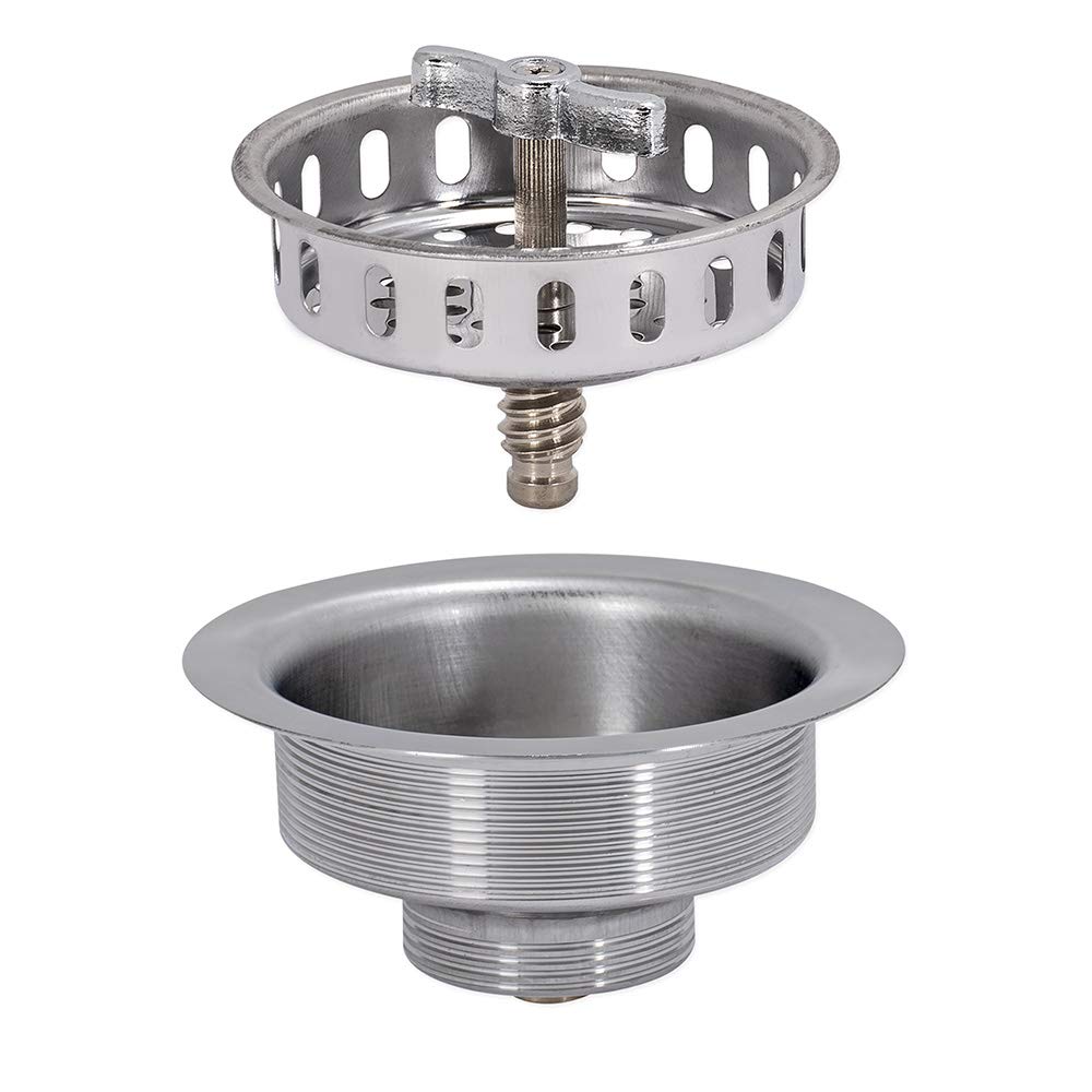 Ez-Flo Kitchen Sink Strainer With Die-Cast Slip Joint Nut, Spin And Seal, 3-1/2 Inch To 4 Inch Opening, Stainless Steel, 30009