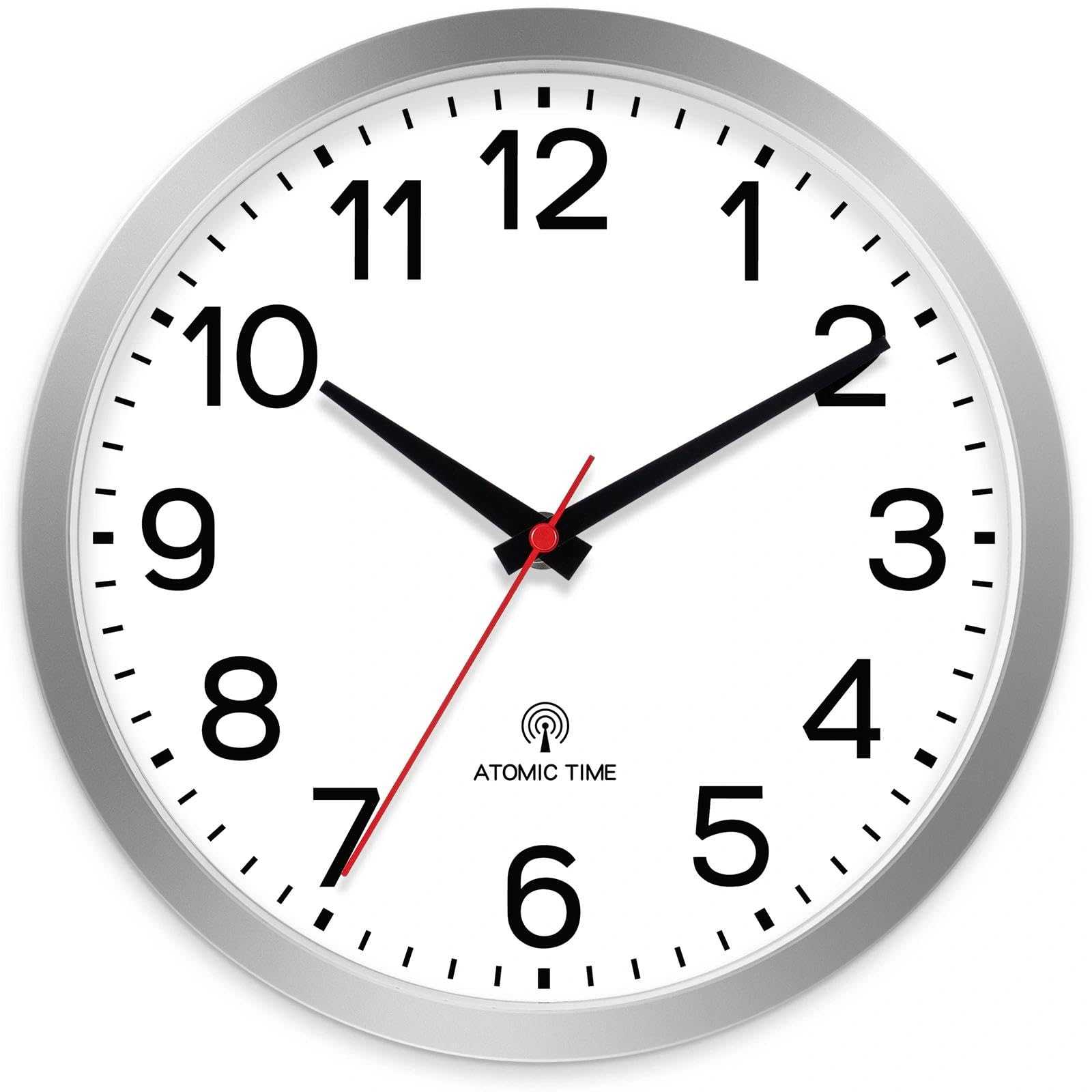 Akcisot Atomic Wall Clock 12 Inch Clocks For Kitchen, Battery Operated Clock For Bedroom Office Classroom Living Room(Silver)