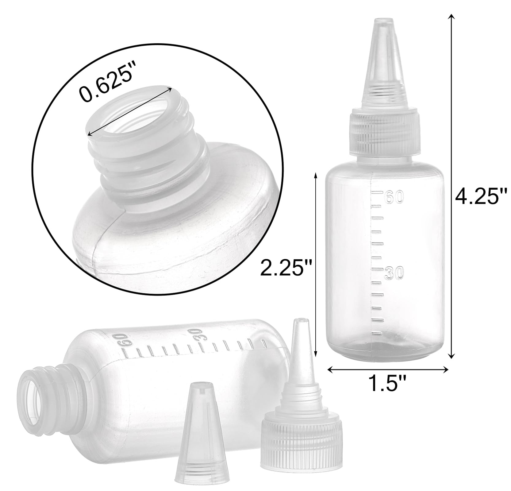 Yesland 40 Pack Small Squeeze Bottles With Measurement, 2 Oz Plastic Writer Bottles With Leak-Proof Top For Liquids Mini Empty G