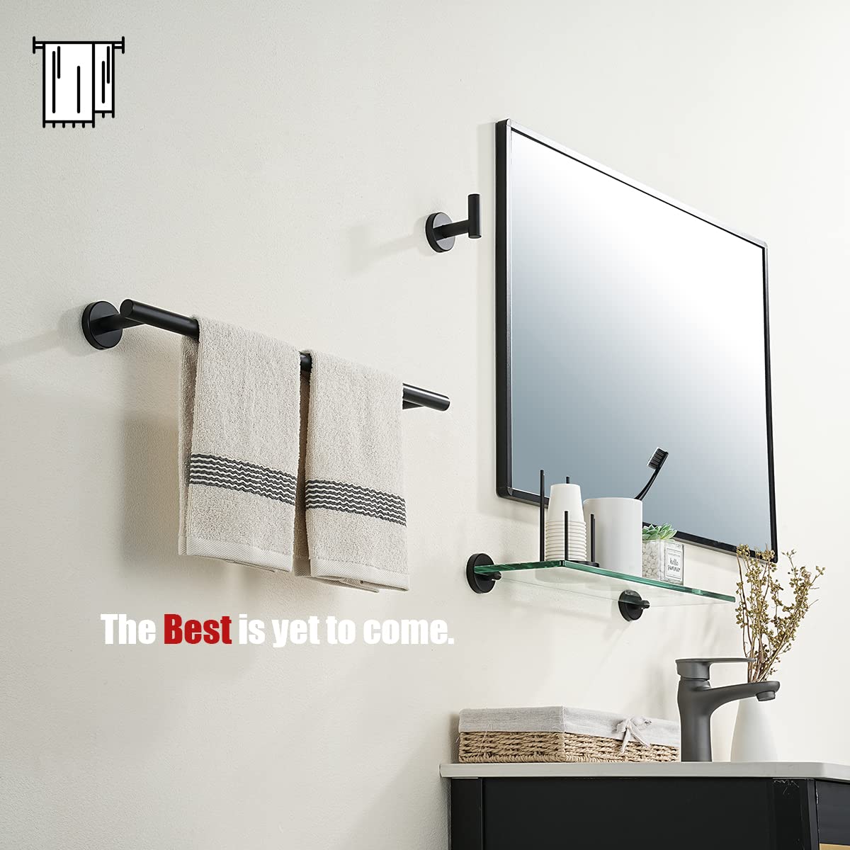 JQK Black Towel Bar  18 Inch 304 Stainless Steel Thicken 0.8mm Towel Rack Bathroom  Towel Holder Matte Black Wall Mount  Total Length 20 Inch  TB110L18-PB