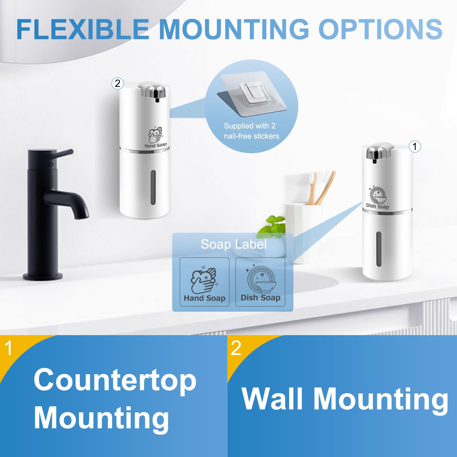 Varluckiner Automatic Foaming Soap Dispenser, 12.8Oz/300Ml Wall Mount Touchless 4 Gear Adjustable Electric Soap Dispenser,Usb Re