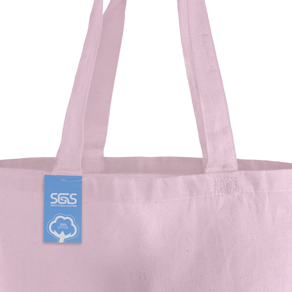Simply Green Solutions Reusable Cotton Cloth Grocery Craft Bag, 15 X 16 Reusable Tote With Handle, Pack Of 5, Light Pink