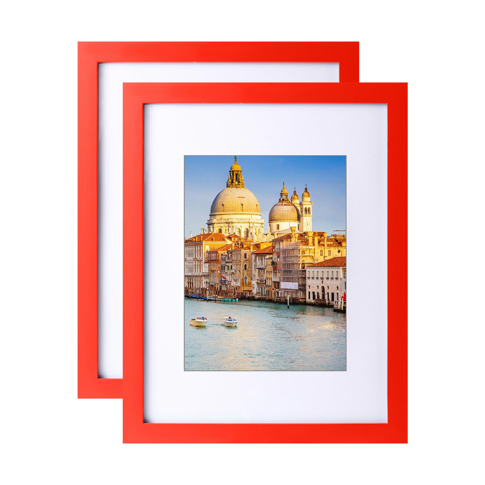 wyooxoo 8.5x11 Picture Frame Set of 2 Made of Solid Wood Photo Frames Display Pictures 6x8 with Mat or 8.5x11 Without Mat Colorf