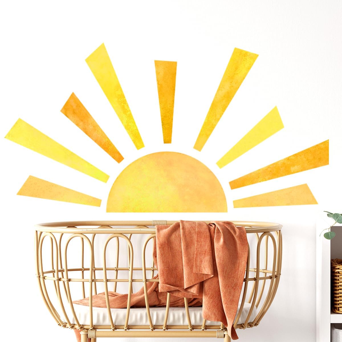 42 X 23.5 Inch Half Sun Wall Decals Watercolor Sun Wall Stickers Removable Peel And Stick Modern Wall Decals Sunshine Wall Stick