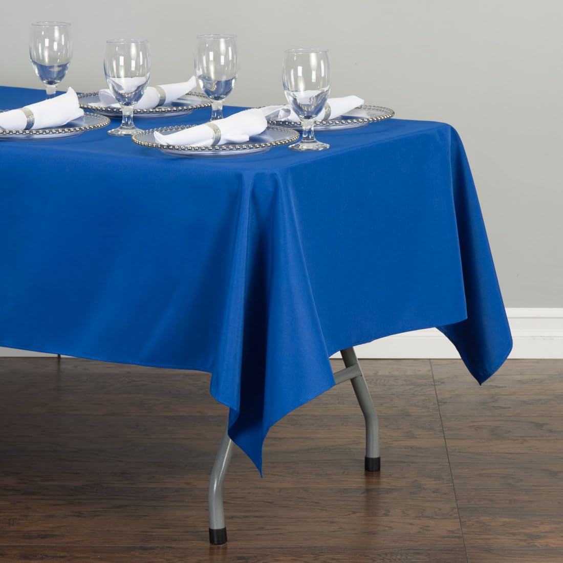 Ltc Linens 5 Pack Rectangle Tablecloths Royal Blue 60 X 102 Inch For 6 Ft Rectangular Banquet Tables With Half-Drop - Stain And