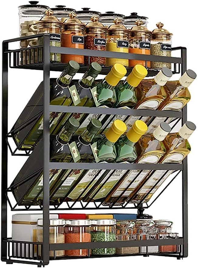 Sunbeet Spice Rack, Spice Rack, 4Tier Spice Rack, Kitchen Countertop Organizer And Storage, Free Standing Drawer Organizer For 