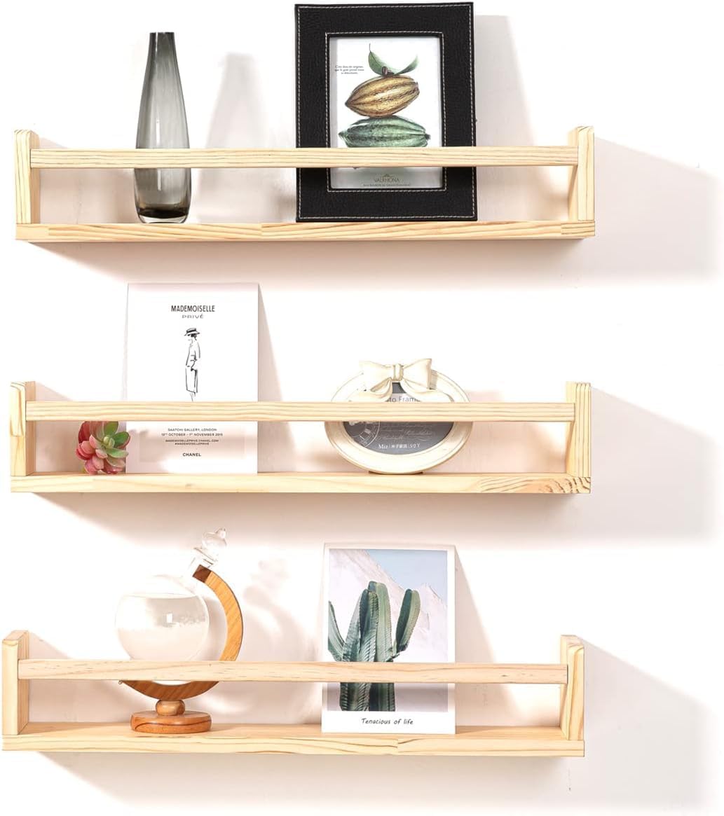 Hamdan Wall Mounted Spice Rack Organiser, 3 Floating Shelves Storage For Pantry Cabinet Door, Durable Hanging Kitchen Organiser