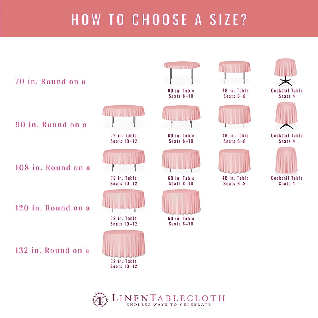 Linentablecloth 108-Inch Round Polyester Tablecloth Pink