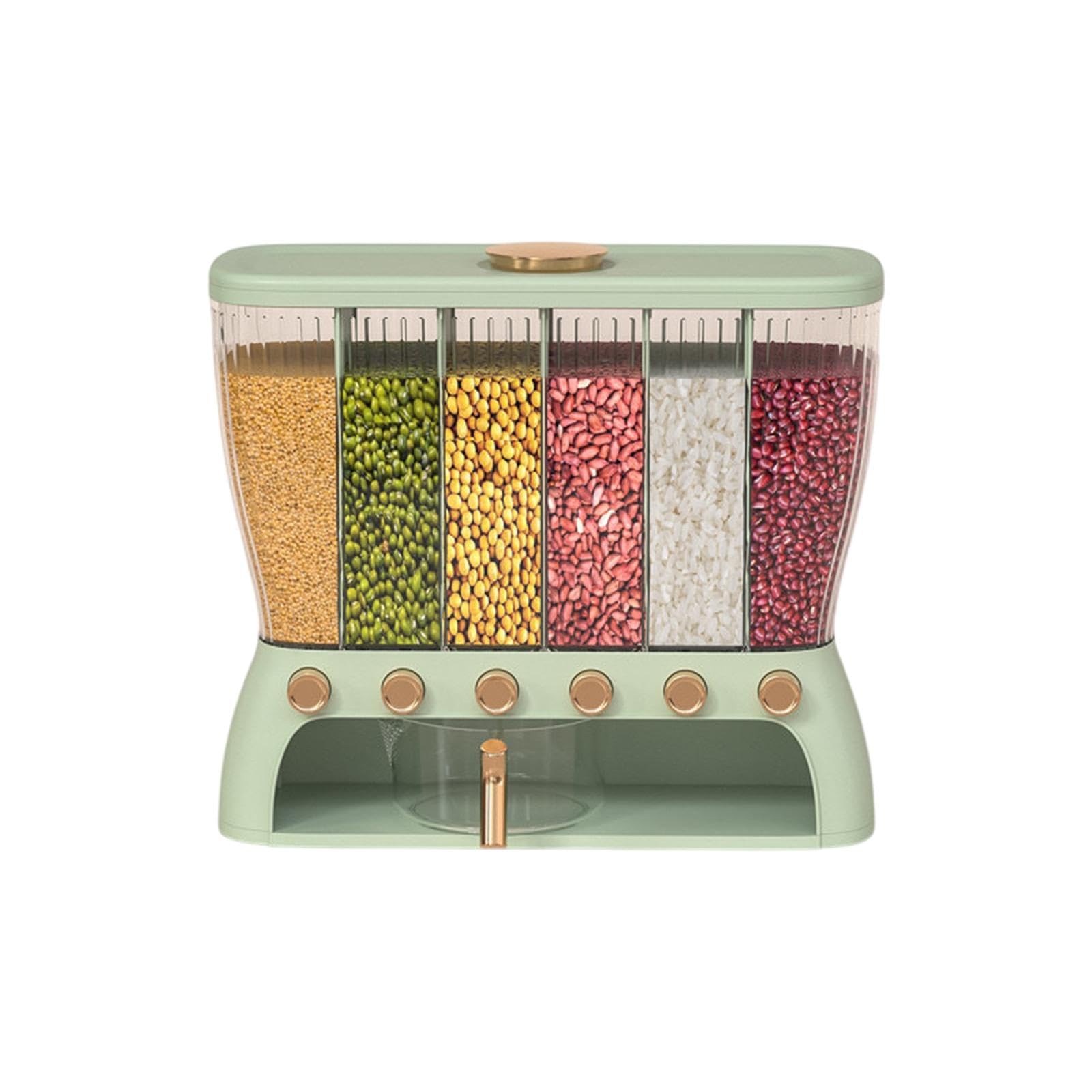 Atorse Cereal Dispenser 6 Grids Large Capacity Transparent Airtight Multifunctional Green|Home & Garden | Kitchen, Dining & Bar 
