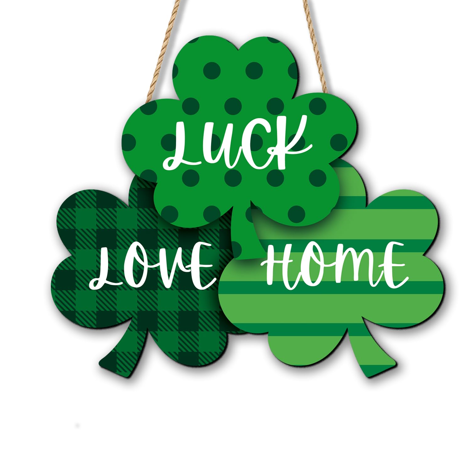 St. Patricks Day Decorations, Wooden St. Patricks Day Door Sign, Shamrock Hanging Sign, Lucky Clover Door Hanger for Front Door,