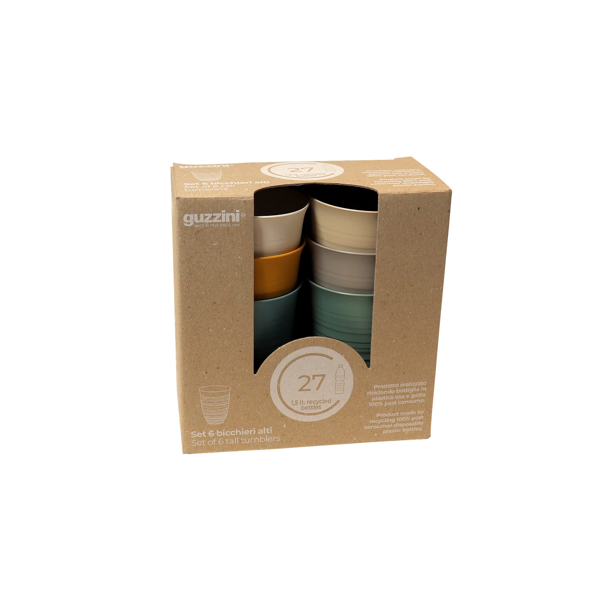 Guzzini 17950252 Large Tumbler, 6 Pieces, Tierra Assorted