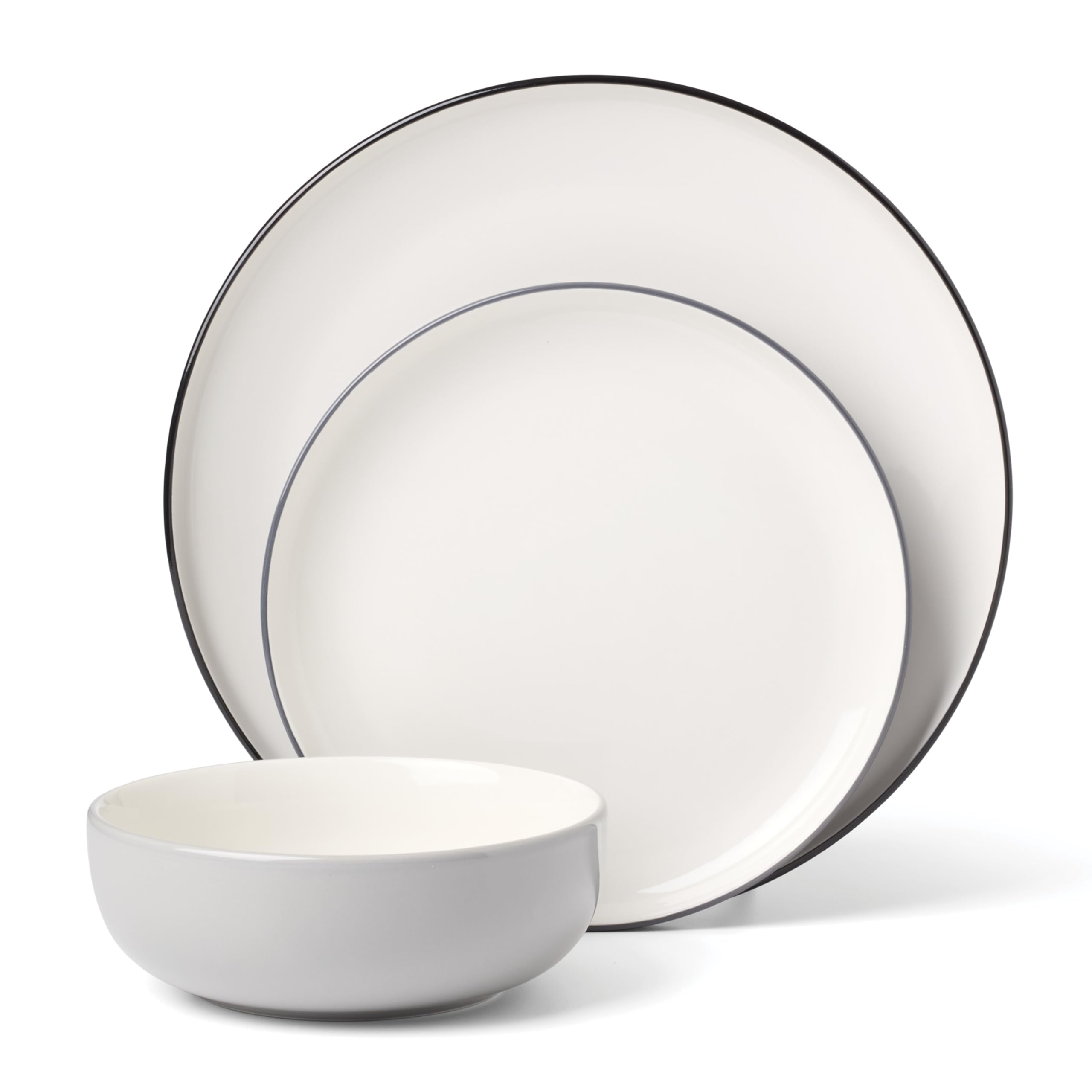 Oneida Dinnerware Set, 24/7 Colors Pumice 12-Piece Set, Service For 4, Dishwasher Safe, Microwave Safe, Porcelain, Plates And Bo