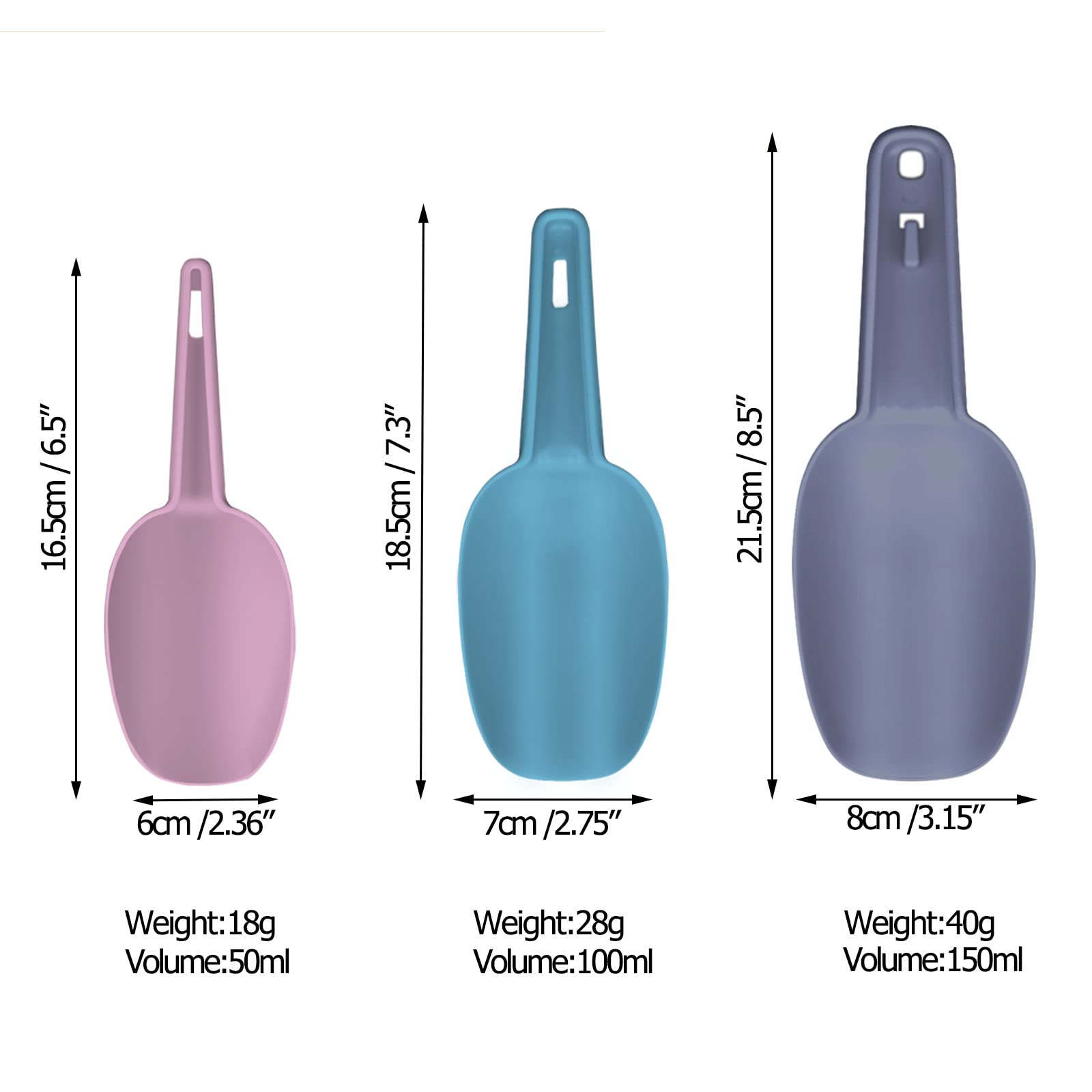 Flour Scoop Set Of 3, Set Of Scoops For Canisters, Flour Scoops For Canisters Ice Scoop Popcorn Scoop Plastic Scoops For Dry Goo