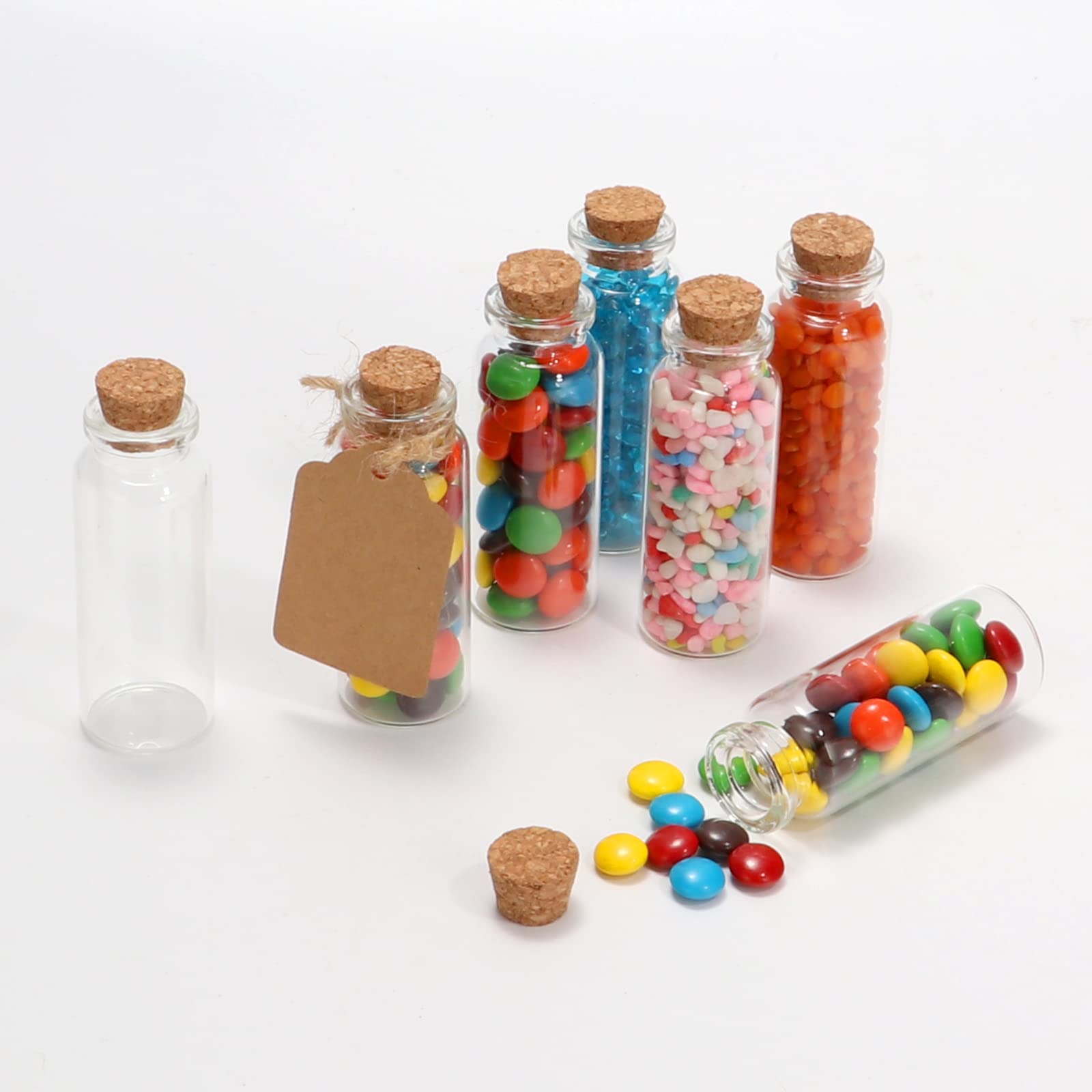 50 Pcs 20ml Mini Glass Bottles with Cork Stoppers, 29x64mm DIY Decoration Tiny Glass Jars, Mini Vials Cork, Message Wishing Bott