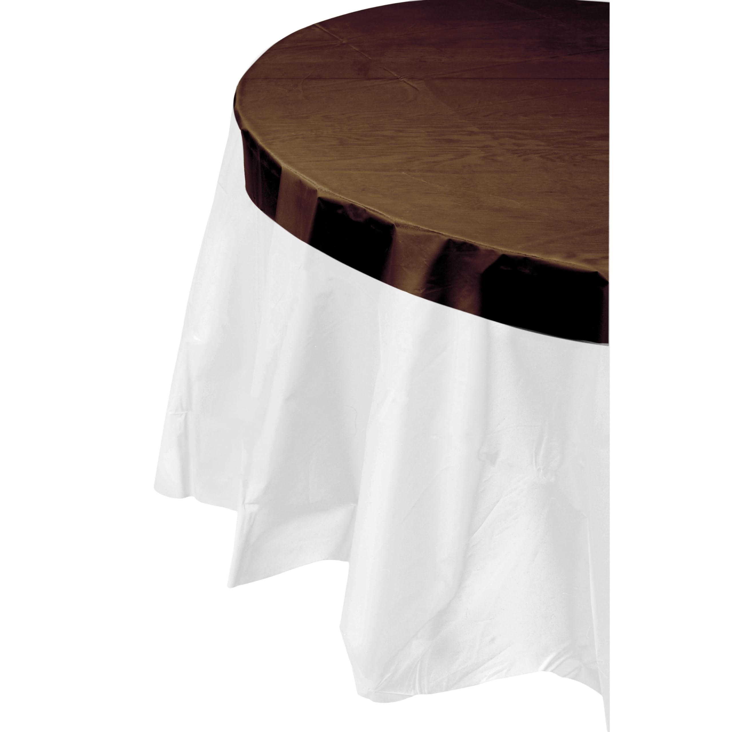 Exquisite 12-Pack Premium Plastic Tablecloth 84In. Round Table Cover - Clear