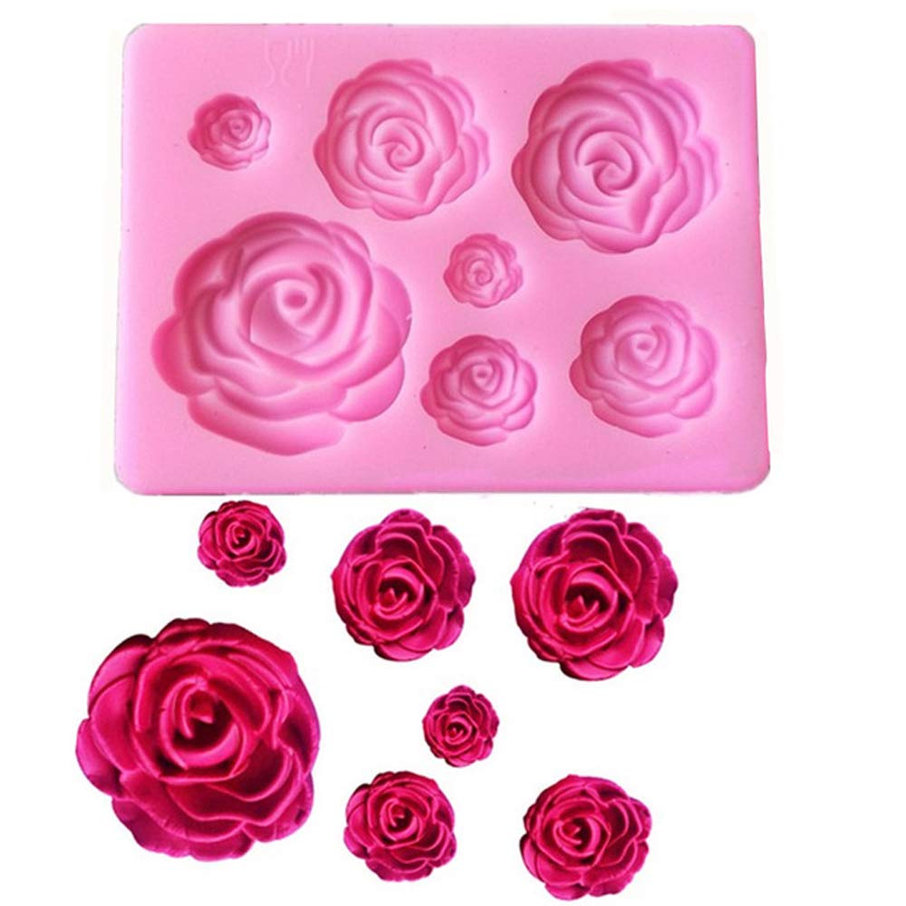Tvoip Rose Flowers Silicone Mold Cake Chocolate Mold Wedding Cake Decorating Tools Fondant Sugarcraft Cake Mold