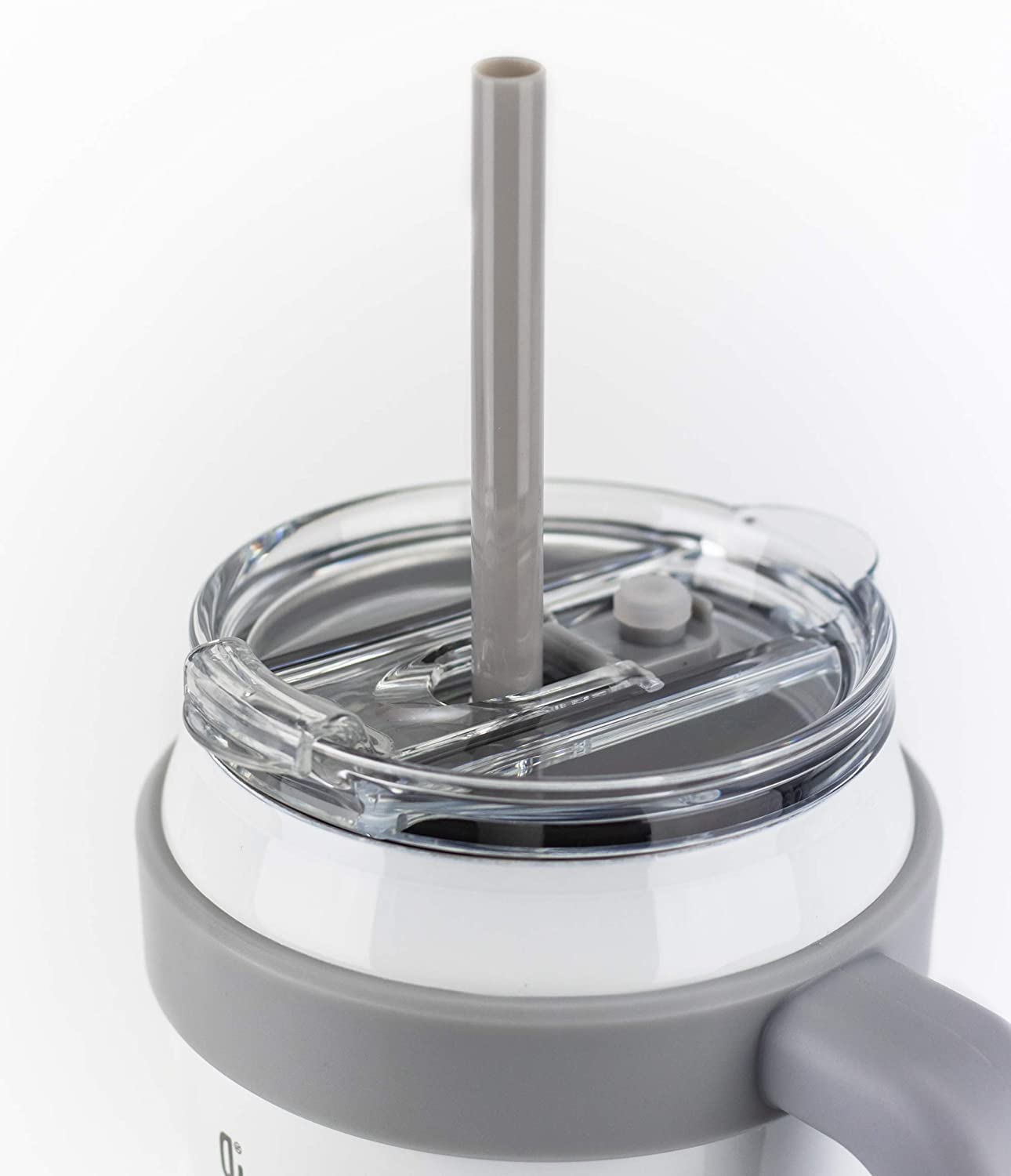 REDUCE 40 oz Tumbler with Handle and Straw  Stainless Steel with Sip-It-Your-Way Lid - Keeps Drinks Cold up to 34 Hours - Sweat Proof  Dishwasher Safe  BPA Free - White  Opaque Gloss