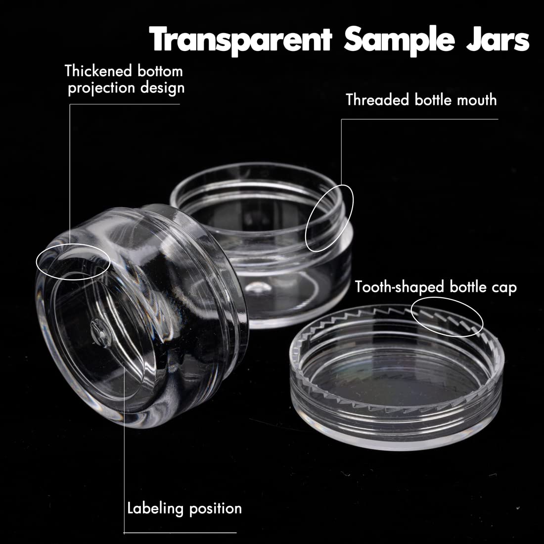 Sample Containers With Lids 3 Gram Sample Containers With Lids, 50 Count Clear Sample Jars, Empty ...