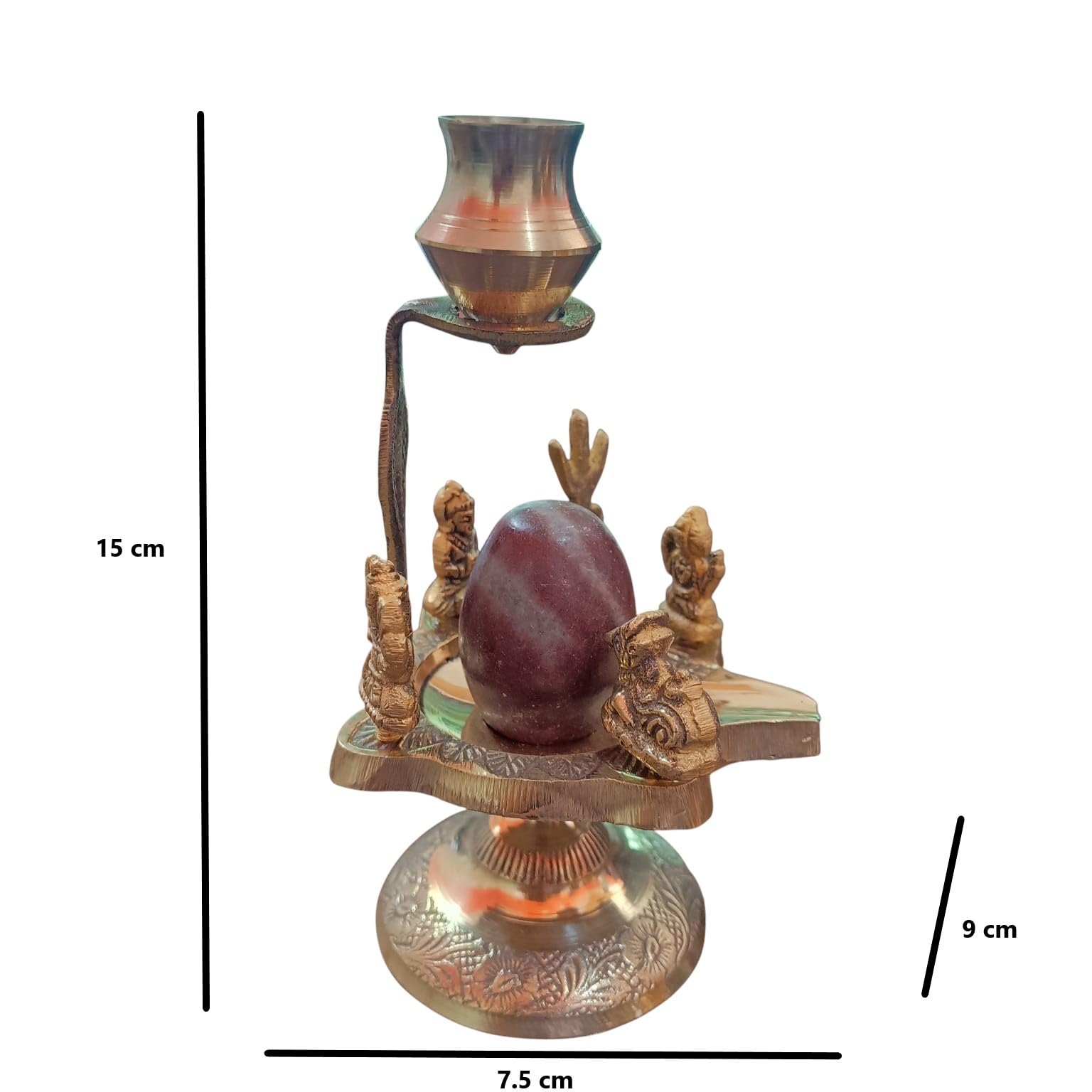 Ani Divine Heavy Brass Lord Shiv Parivar Narmadeshwar Shivlingam Idol With Ganesh, Kartik, Parvati & Nandi For Home Temple, Jala