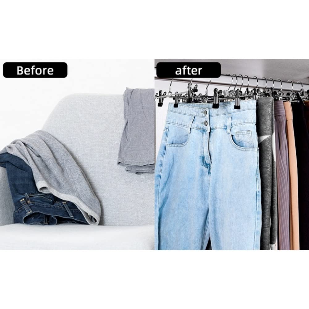 Goodtou Skirt Hangers With Clips - Pants Hangers 36 Pack Metal Hangers For Pants Jeans Skirt Clip Hangers For Pants Heavy Duty