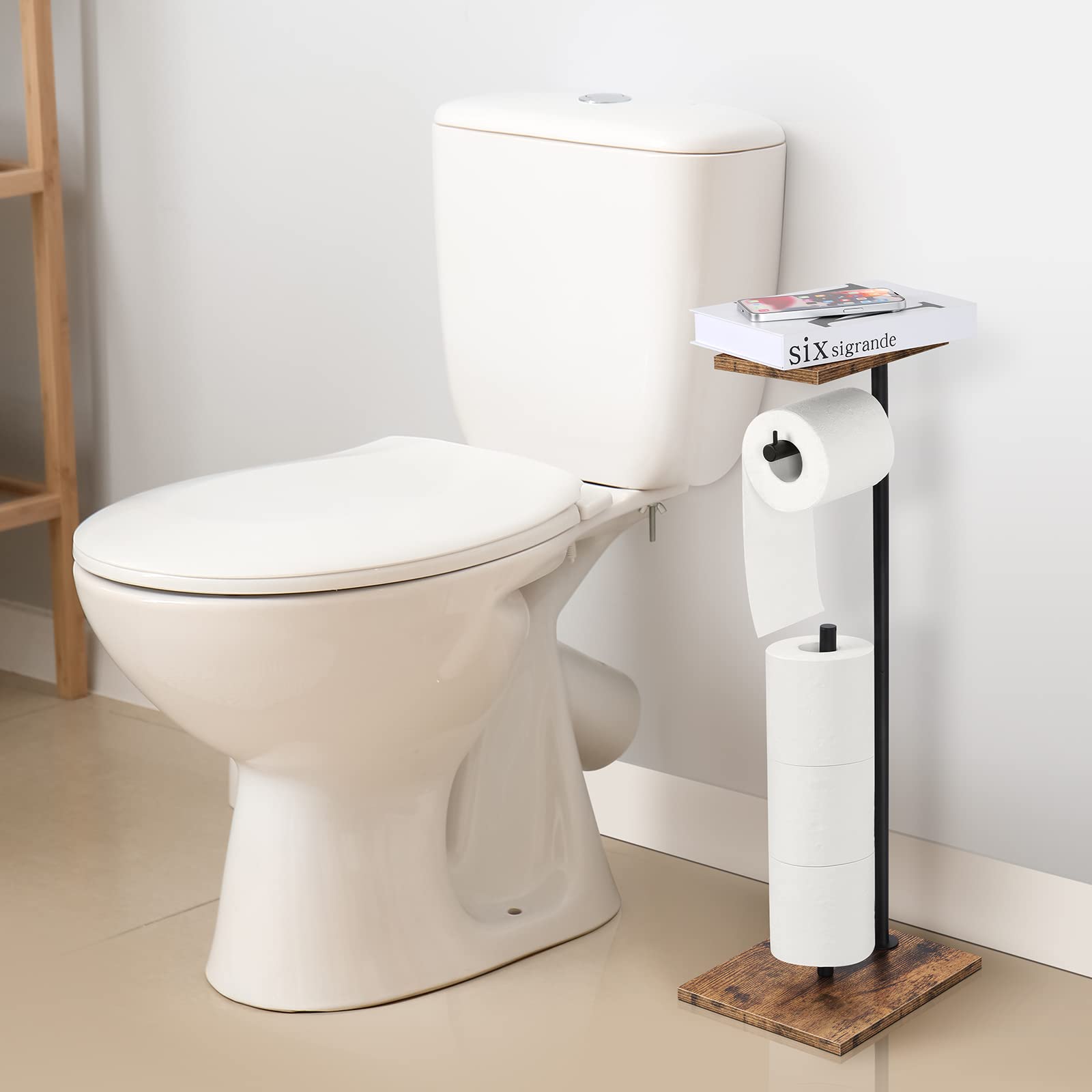 Toilet Paper Holder Stand With Shelf Toilet Paper Roll Holder With Reserve Free Standing Tp Holder Rustic Toilet Paper Stand Wit