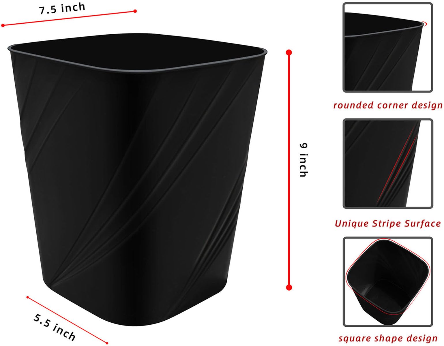 Dajitre Small Plastic Trash Can Wastebasket Recycling Bin For Bathroom, Dorm, Bedroom,Home Office, Garbage Can For Bedroom, Kids