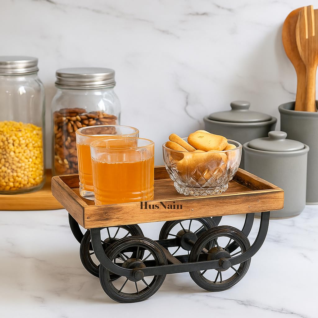 Husnain Wooden Serving Tray Platter Multipurpose Tray | Serving Tray For Breakfast, Tea Serving Table Decor Tray For Coffee Tabl