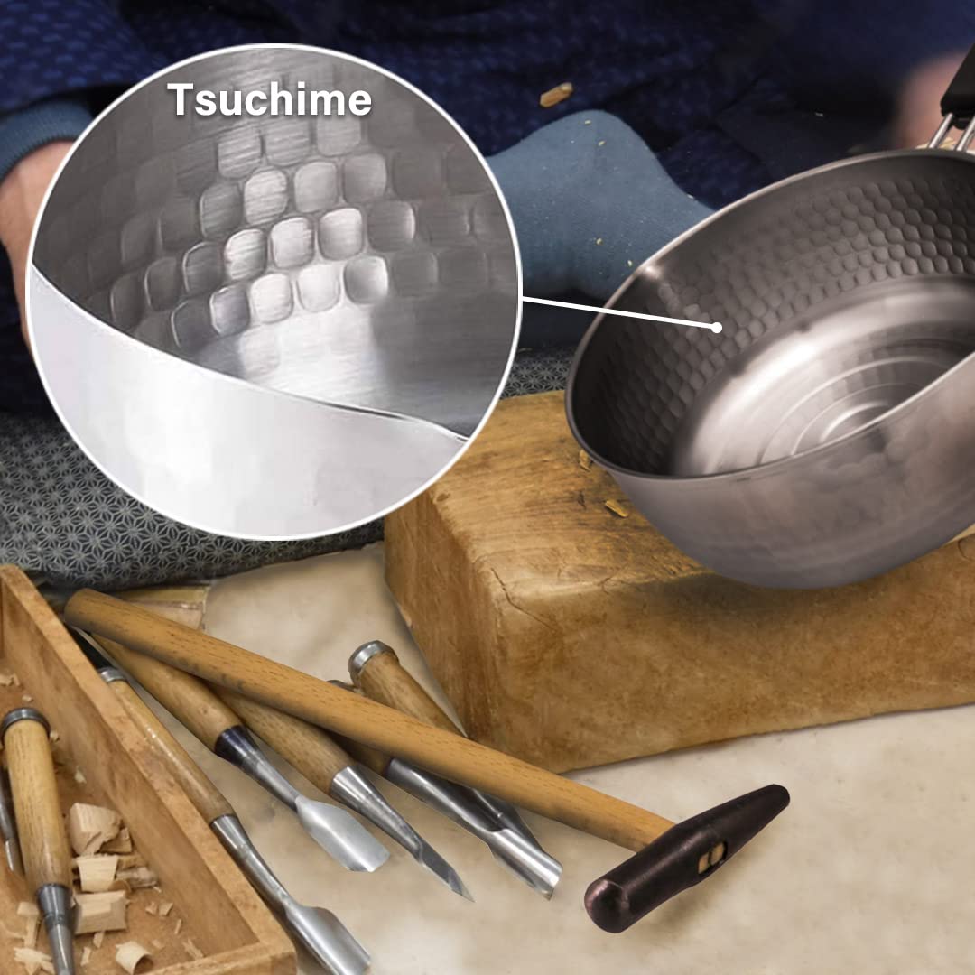 TIKUSAN Yukihira Pot - Traditional Japanese Stainless Steel Saucepan, 7.9inch (20cm), Two Sided Pour Spouts, Made in Japan