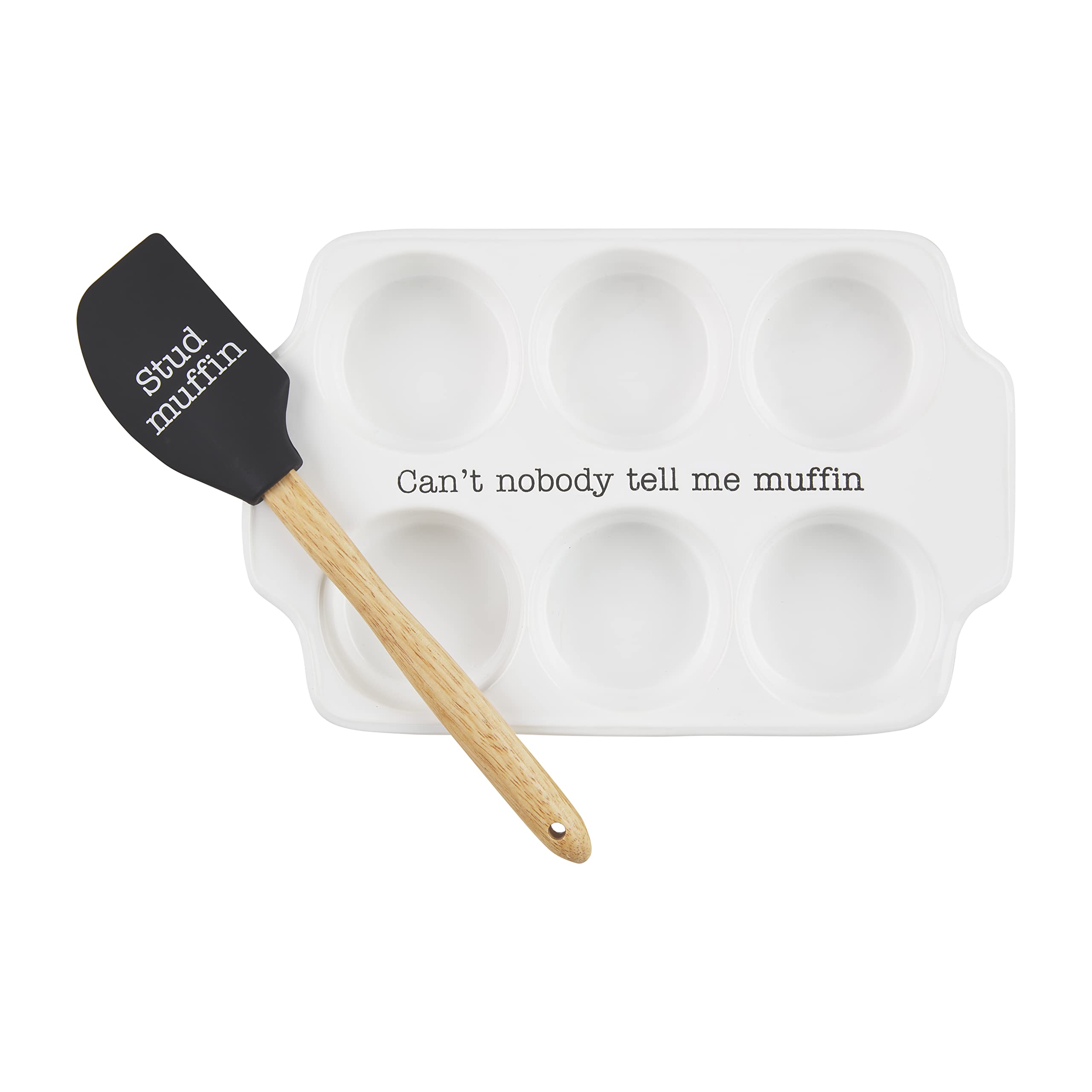 Mud Pie Circa Muffin Tray And Spatula Set, White, 12'' X 8''