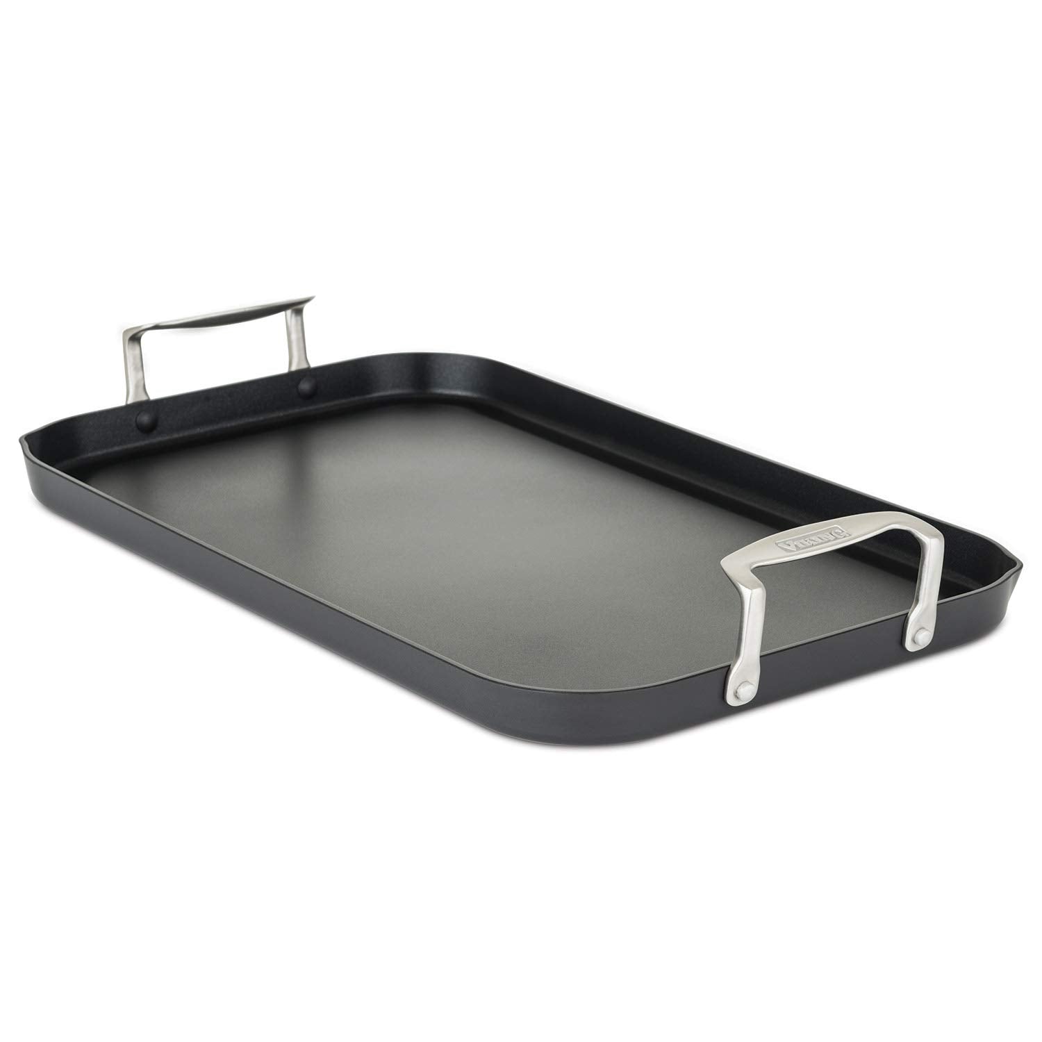 Viking Culinary Hard Anodized Nonstick Double Burner Griddle, Ergonomic Stay-Cool Handles, Oven Safe, Works on Electronic, Ceram