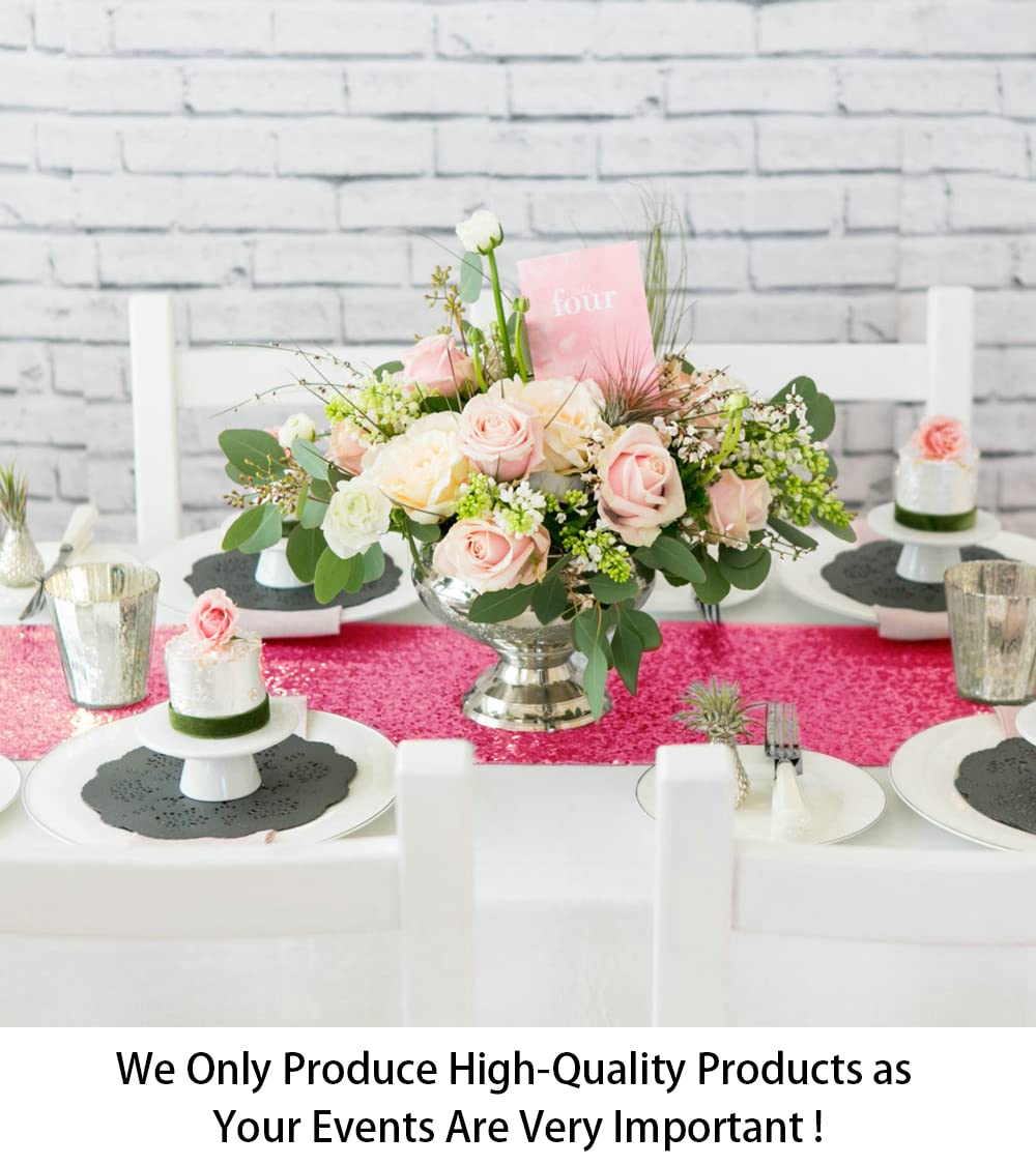 Shinybeauty 12X108-Inch Hot Pink Sparkly Sequin Table Runner Glitz Sequin Table Runner For Wedding Part/Event Linen (Hot Pink)