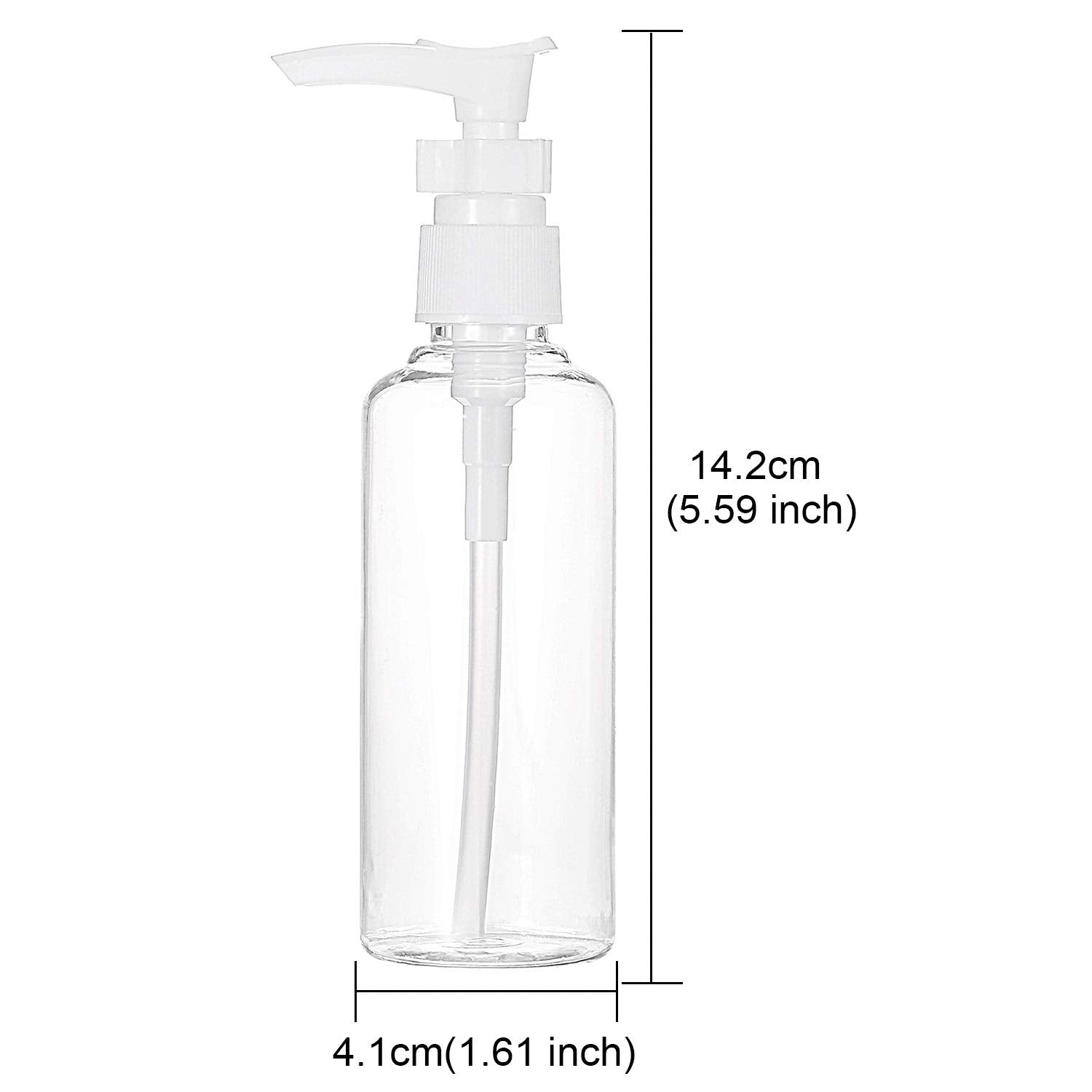 Tecunite 6 Pack Transparent Travel Bottles Pump Bottle Lotion Dispenser Bottle Set With Small Funnel For Flight, Airport, Holida