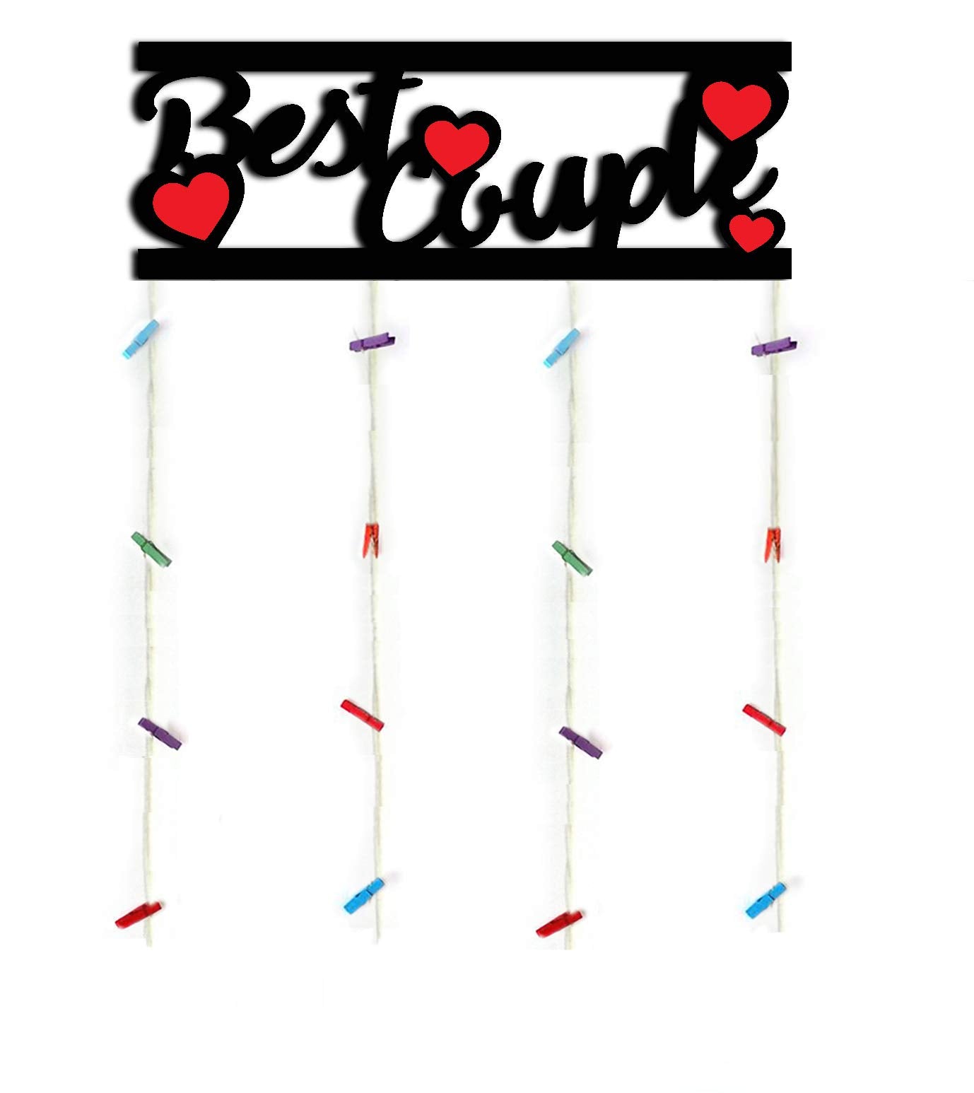 Vah Best Couple Black Wooden Photo Frame With Led Light - Photo Wall Hanging, Memories Wall Hanging, Hanging Photo Frames For Wa