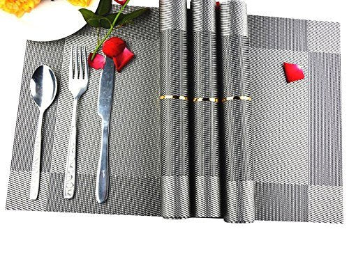 8 Pcs Heat-Resistant Placemats For Table Protection - Elegant Waterproof Placemats For Dining Tables - Gray Table Protectors For