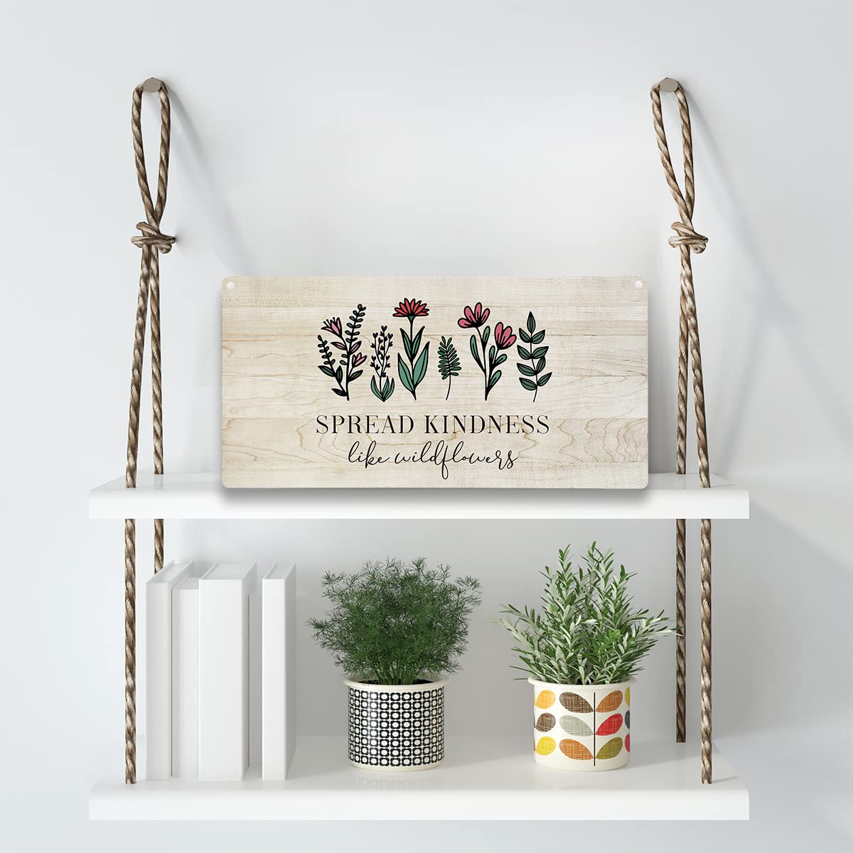 Spread Kindness Like Wildflowers Wooden Hanging Sign Inspirational Gifts for Women Birthday Gifts for Her Female Sign for Room H