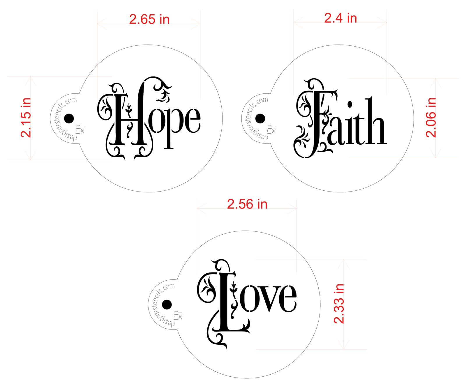 Hope, Faith And Love Cookie Stencil Set C1010 By Designer Stencils