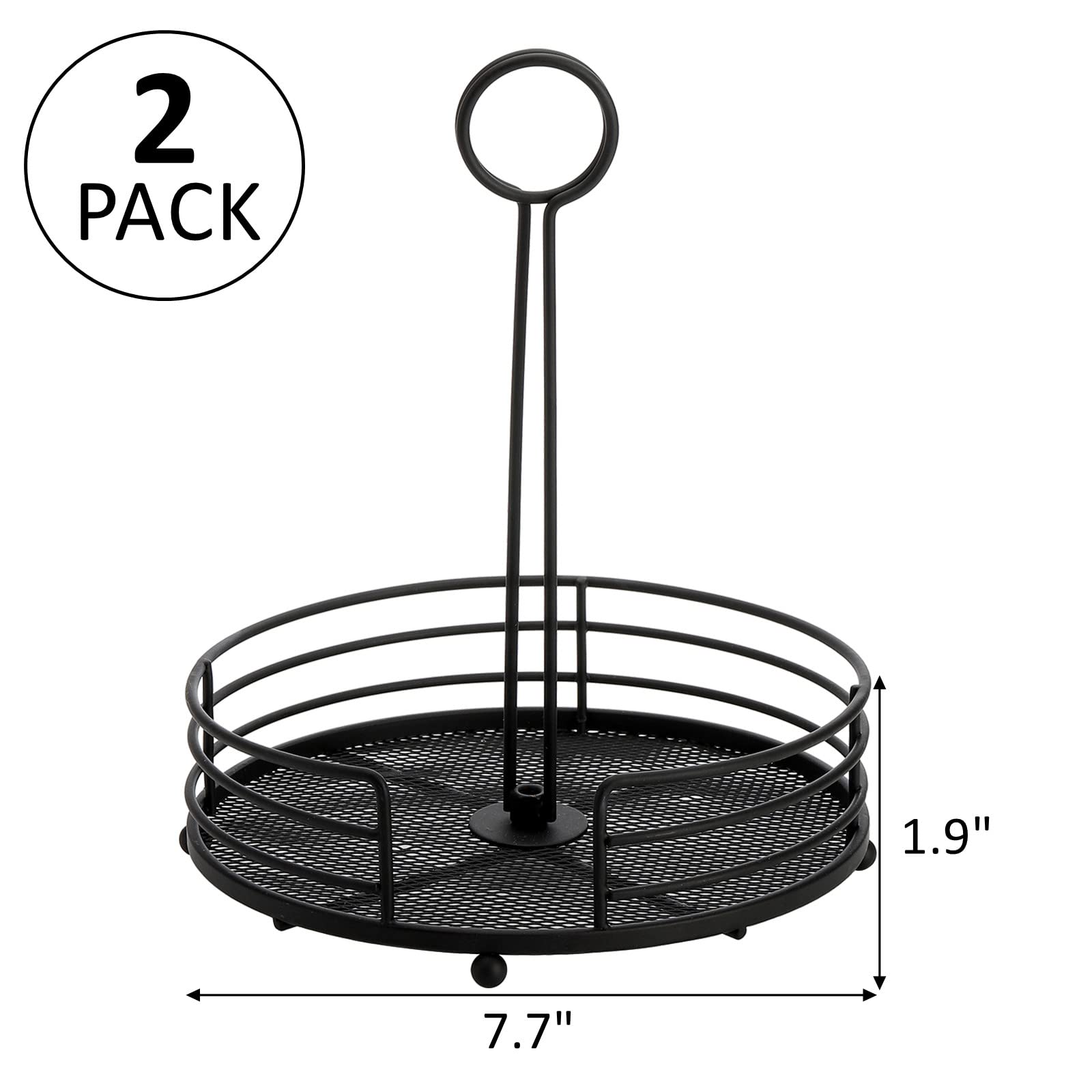 Zoofox 2 Pack Metal Condiment Caddy, Tabletop Spice Organizer For Kitchen Pantry, Patio Tables, Countertop, Picnics, Dining Tabl