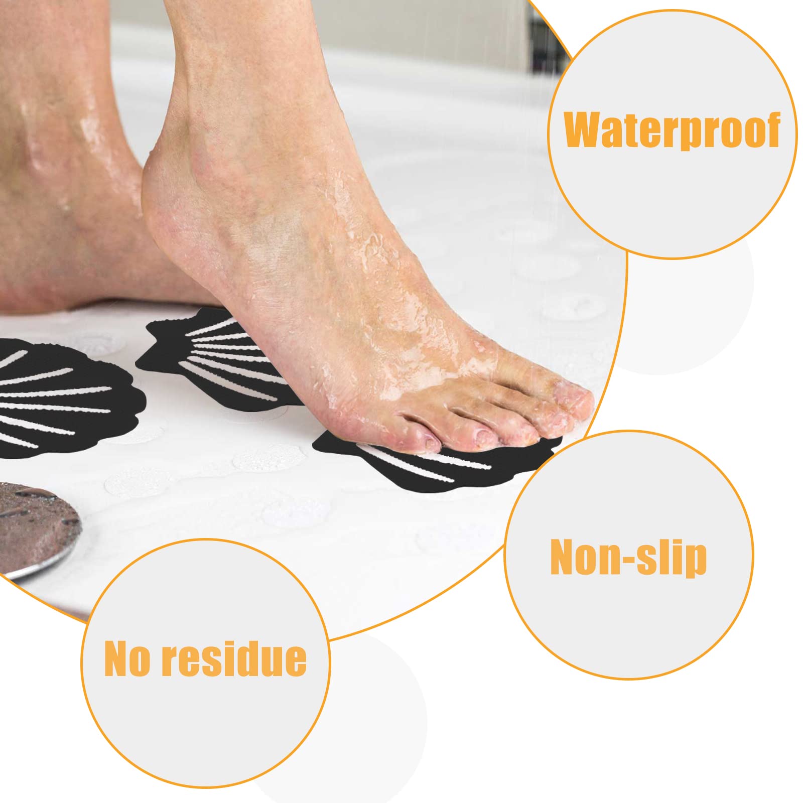 Coufce Bathtub Stickers Non Slip, Shell Shaped Tubs Safety Shower Treads, Adhesive Sticker For Bathroom Bathtub, Shower Floor, B