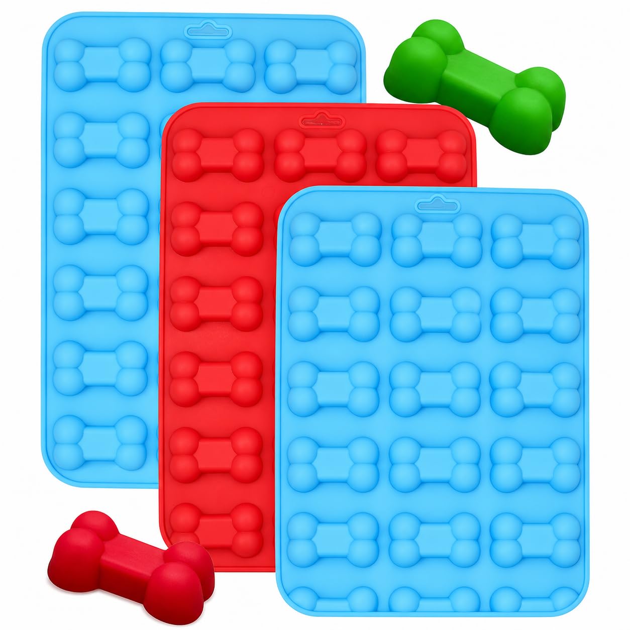 3 Pack Dog Bone Silicone Mold, Bone Shaped Molds for Homemade Dog Treats, Chocolate, Gummies, Candy, Frozen Snacks, Ice Cubes, S