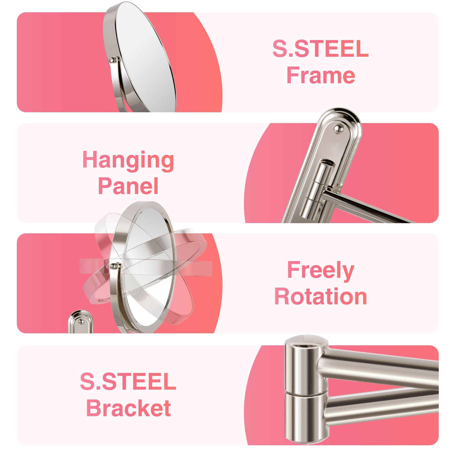 Vorremirr Wall Mounted Makeup Mirror, 1X/15X Magnifying Mirror With 8.5'' Double Sided, Vanity Makeup Mirror For Bathroom, Brush