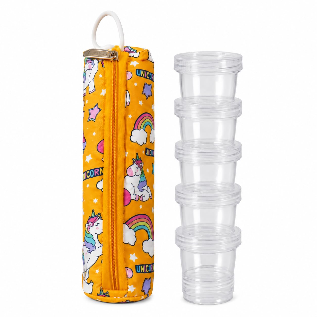 CELLEBII 5Piece Stackable Spice Storage Container Set with Lids | Transparent Masala & Spice Organizer Jars | Compact Kitchen S
