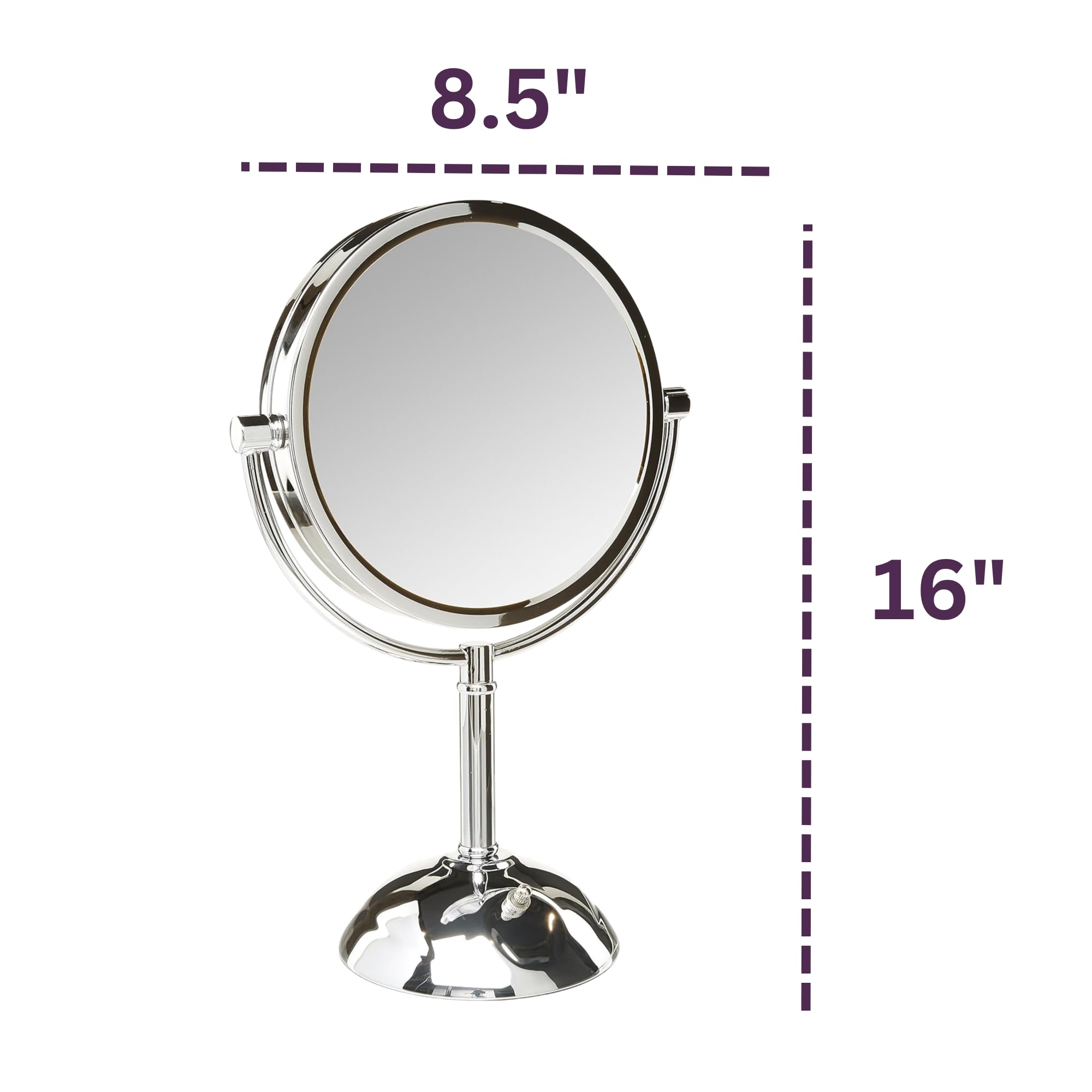 JERDON Lighted Makeup Mirror with Magnification - 1X and 8X Magnification - Chrome Finish - Model HL8808CL