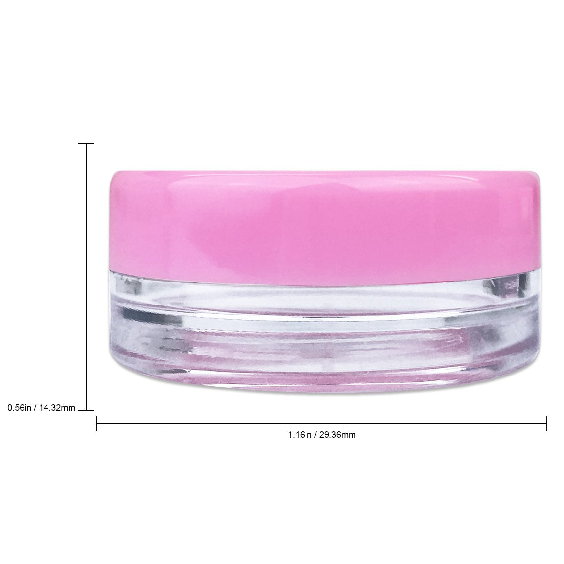Beauticom 3G/3Ml Round Clear Jars With Pink Lids For Acrylic Powder, Rhinestones, Charms And Other Nail Accessories - Bpa Free (