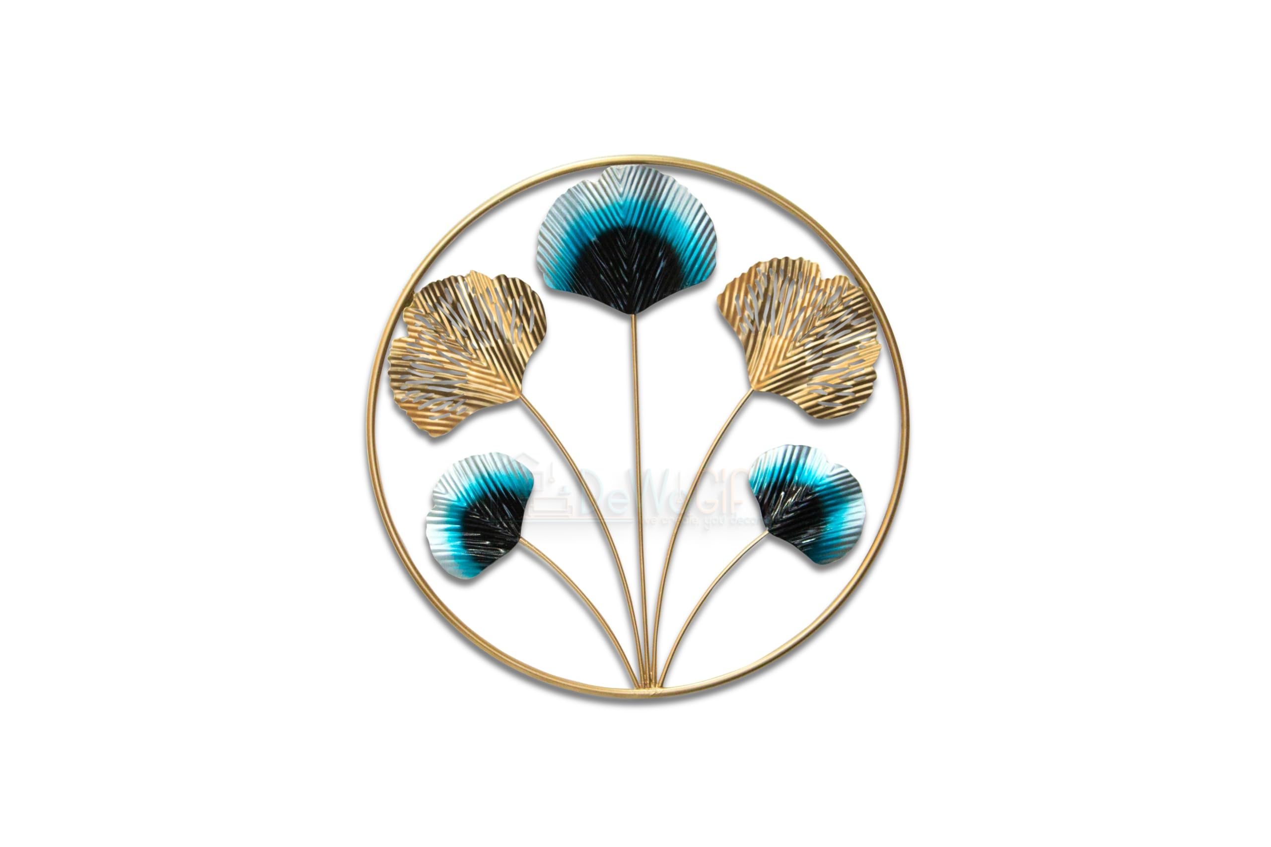 Dewogift Metal Wall Decor | Geometric Pattern Gingko Leaf Metal Wall Art | Metal Wall Decor For Living Room | Office Wall Decor